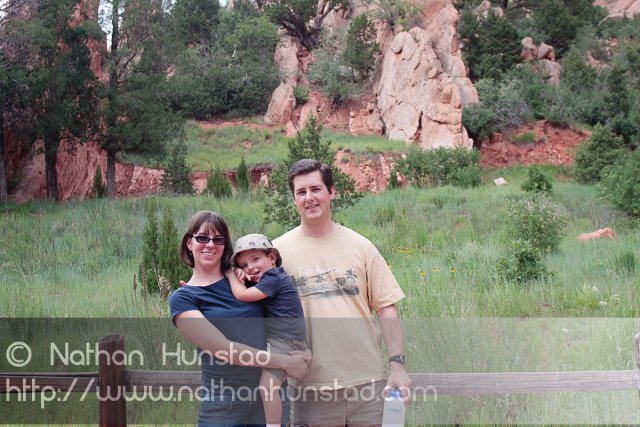 Elly, Chris, and Michael Weber in Garden of the Gods Park in Colorado Springs, CO